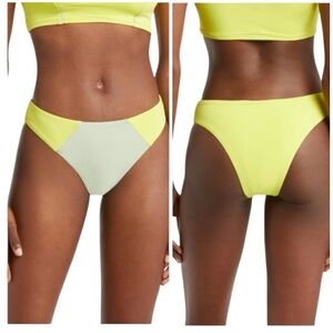 VERO MODA Emma Color block Bikini Bottoms, Bright Yellow/Green, Large, NWT